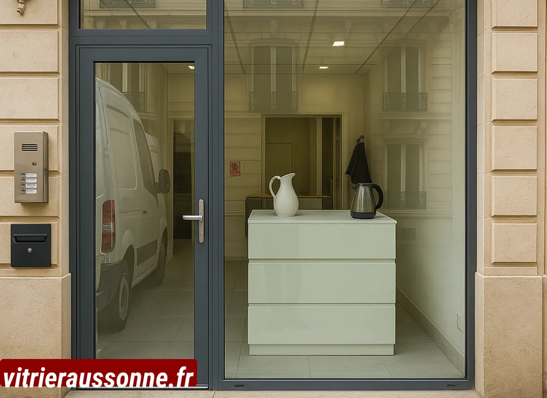 Façade vitrine de magasin en aluminium sur mesure à Aussonne